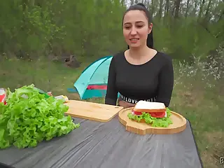 Amateur Sex Movies: POV hungry stranger trades thick cock for a sandwich in a naughty swap, the exchange starting with teasing glances that lead to frantic action, the initial touch electric. He delivers with raw power, turning the deal into mutual satisfaction. The scent of food mixes with arousal, adding an unexpected twist to the thrill.