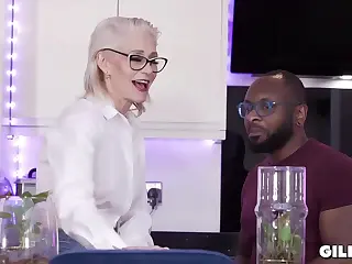 Black Porn Videos: Granny craves black dick in a wild interracial adventure with Gilf, bodies clashing in hardcore rhythm. The deep thrust and echoing groans fill the space, turning age into a blazing force of unyielding passion.